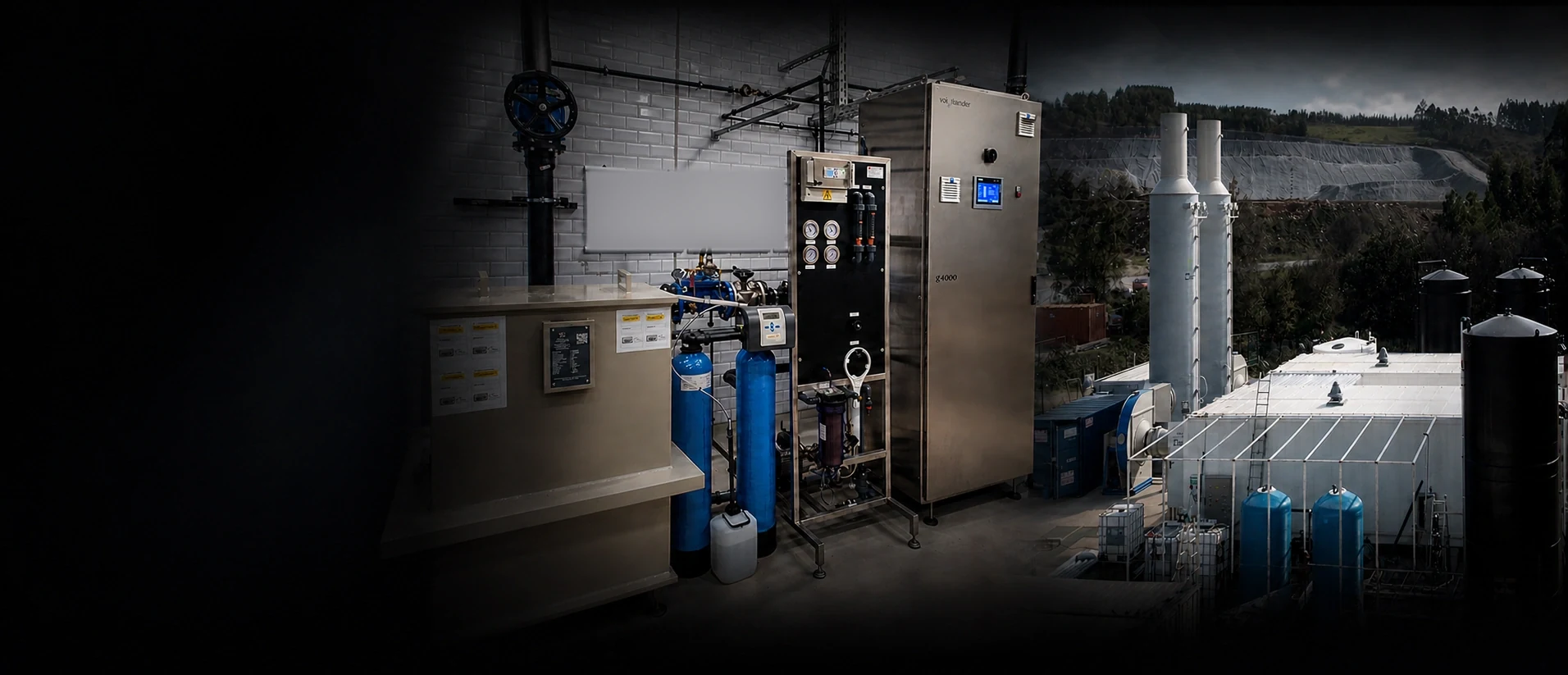 Voigtländer water hygiene system (left) and Rotreat landfill leachate plant (right)