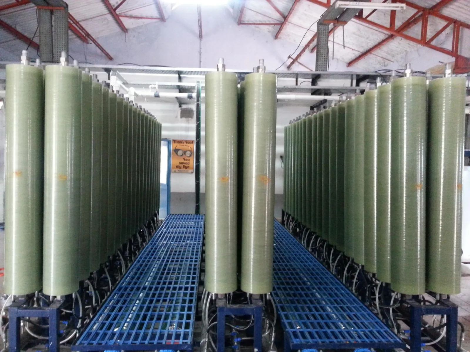 Pharmaceutical wastewater plant in India: Walkway between the RCDT module rows