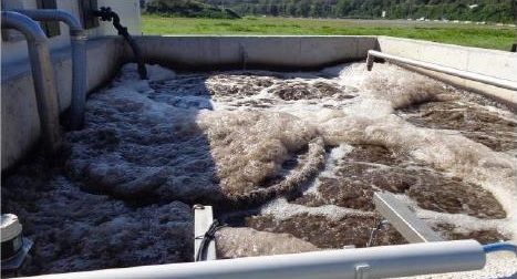 Aerated basin of the MBR plant