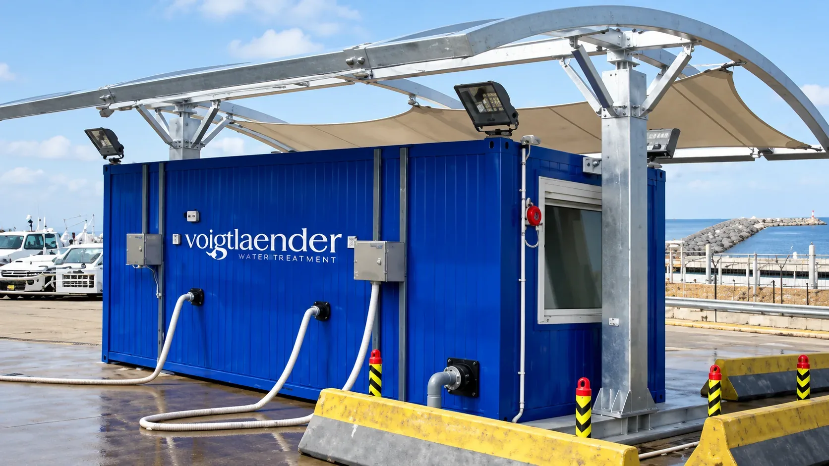 Blue Voigtländer container system at Macau Airport